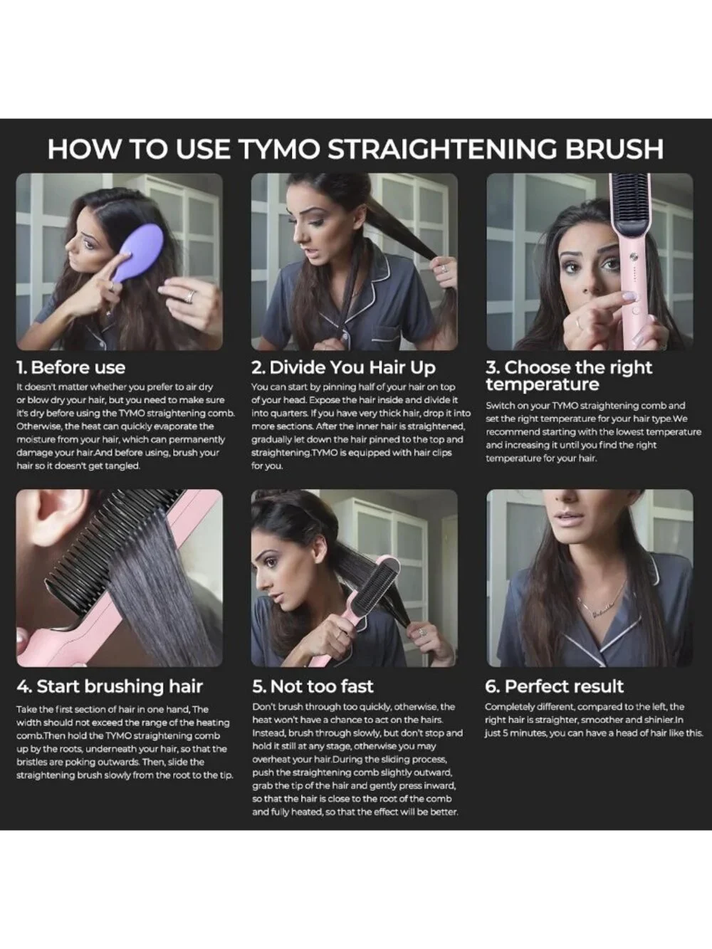 2-in-1 Hair Straightening Brush & Hot Comb - Fast Heat, Sleek Finish, Easy
